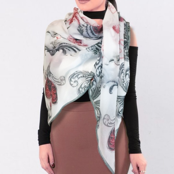 English Garden Sheer Chiffon Oversize Square Fairytale Scarf - Picture 8 of 12